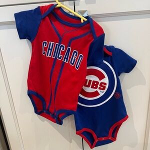 New 18m Chicago Cubs Baby Bodysuit Set - Red and Blue